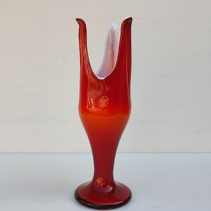 Mid Century Blown Glass Vase by Dragan Drobnjak, Made in Yugoslavia, Tulip Vase, Vintage Blown Glass, Fabrika Stakla Prokuplje