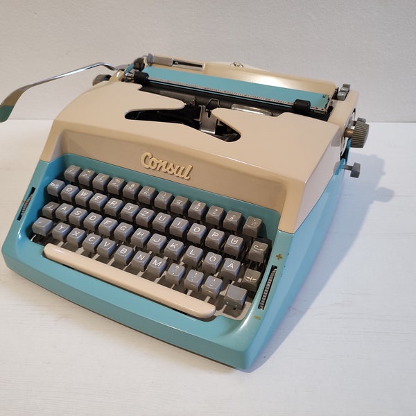Consul Typewriter With Case, Portable Typewriter, Vintage Working Typewriter, Gray Typewriter, Manual Typewriter, Vintage Machine, Modernist