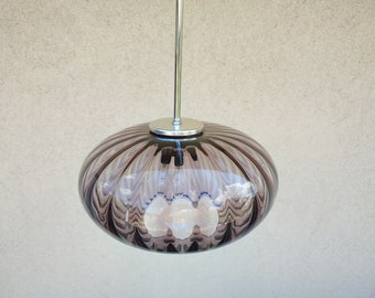 Vintage Purple Globe Pendant Lights, Hanging Glass Lamp, Ceiling Light, Retro Light, 60s Light, Spherical Glass Light