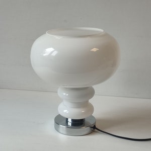 Space Age Table Lamp, Mid Century Opaline Glass Mushroom Lamp, Vintage White Glass Table Lamp, 70s Lamp, Retro Light, Home Decor Lamp