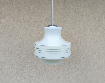 Vintage White Pendant Light, Opaline Glass Light, Ceiling Lamp, Mid-century Modern Lamp, Retro Kitchen Light, Home Decor light, 60s Light