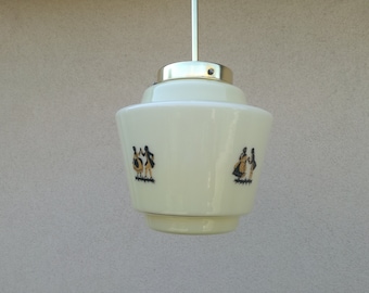Vintage Ceiling Lamp, Mid Century Pendant Light, Opaline Glass Pendant, Retro Light, 60s, Yugoslavia Light
