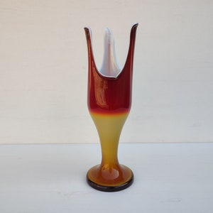 Mid Century Murano Glass Vase, Handmade Unique, Dragan Drobnjak Prokuplje, Yugoslavia, 70s, Tulip Design Glass