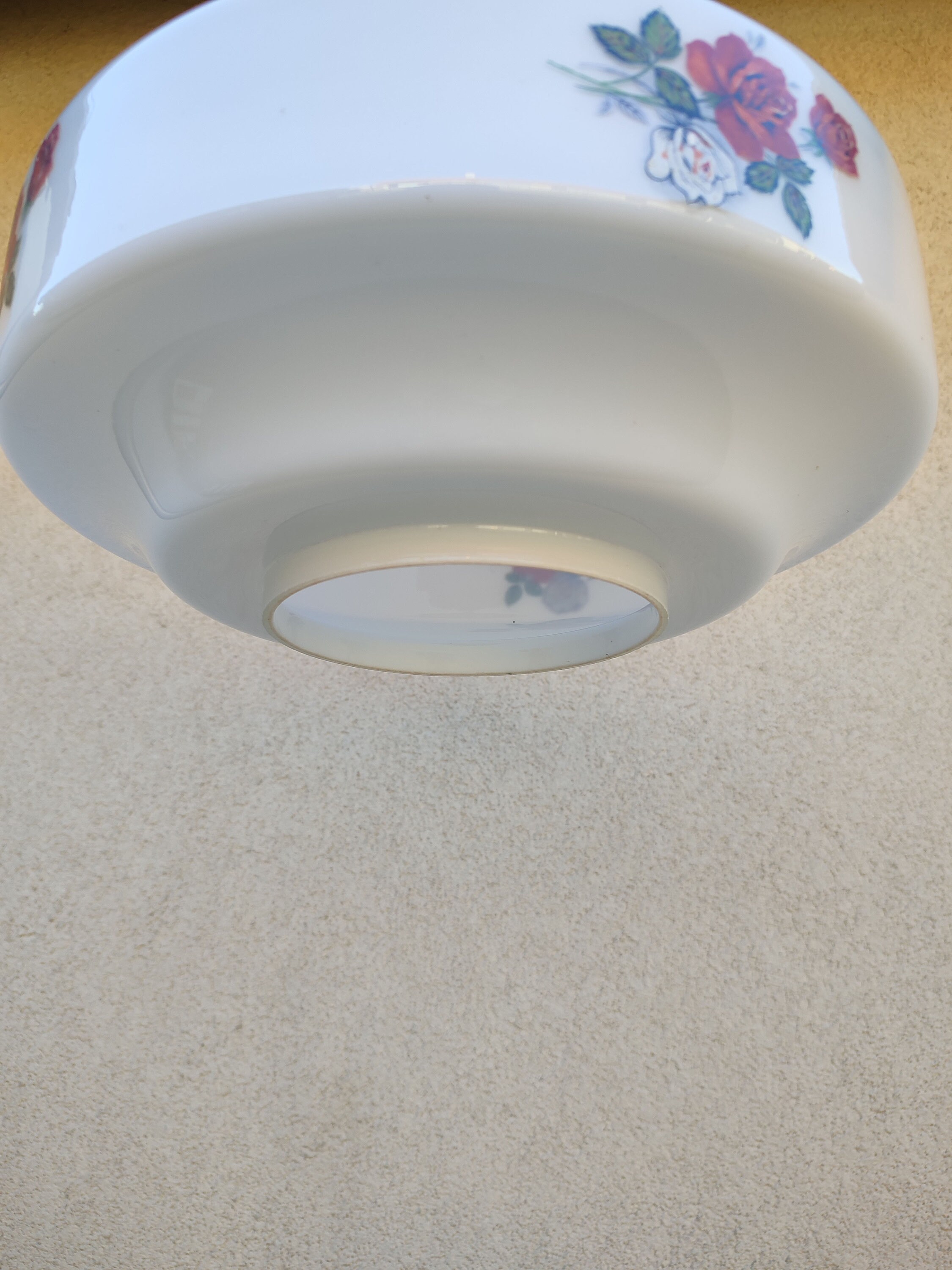 Vintage White Rose Flower Glass Light, Kitchen Pendant Light, Mid