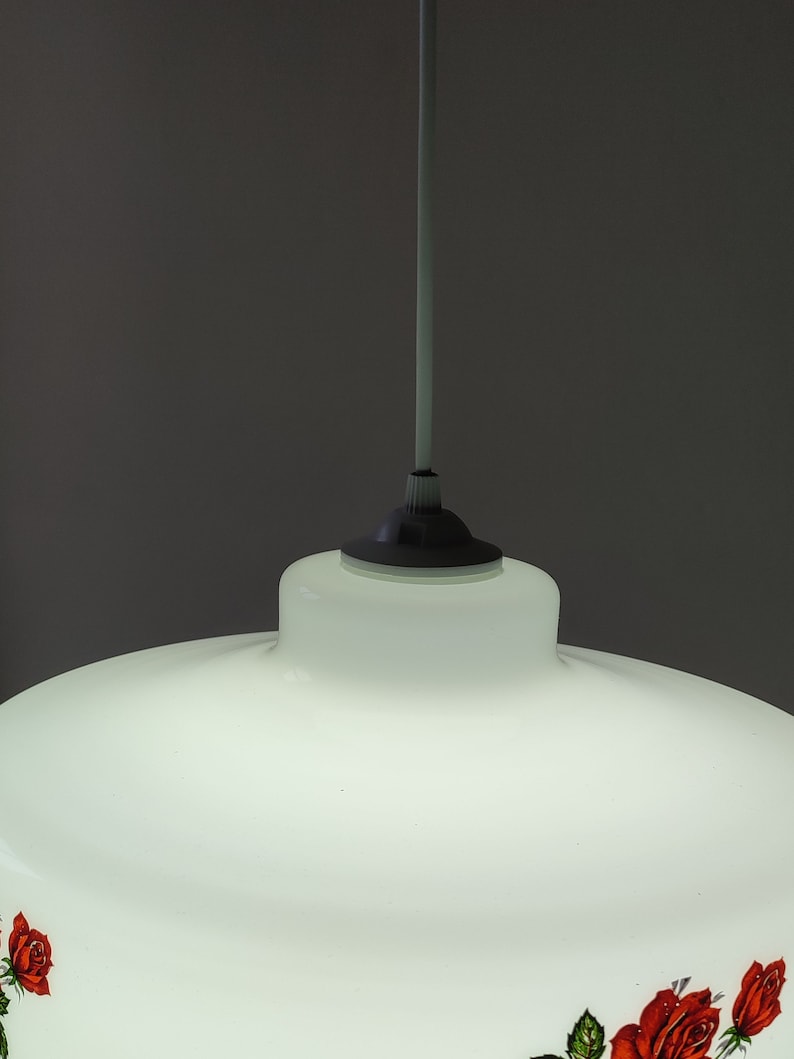 Vintage White Rose Flower Glass Light, Midcentury Light, Home Decor