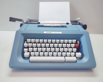 Vintage Olivetti Studio 46 Typewriter, Blue, Portable with Case