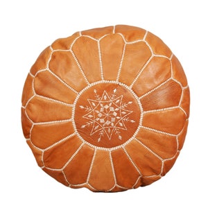 Moroccan Leather Pouffe, Brown Pouffe, Living room pouf,  footstool, Leather pooffe, Handmade Pouf, Pouffe, chairs ottomans.