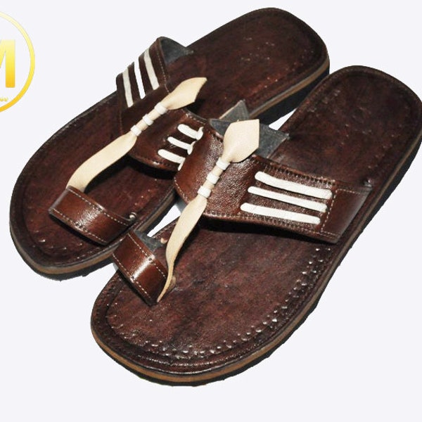 Sandales marocaines pour homme, sandales en cuir, chaussures en cuir faites à la main, sandales d’été, chaussures en cuir marocaine.