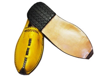 Moroccan Yellow Babouche, Men's slippers, Handmade shoes, Leather Shoes, Organic Leather, Berber slipper, Mules, Hand dyed, gift for him.