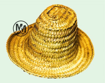 Straw Hat natural sun - hat - hat of straw - straw hat moroccoan palm leaves