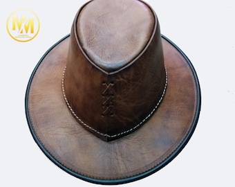 Style marocain Cuir Cowboy brun , Chapeaux et Casquettes, Chapeaux de Cowboy, Chapeau en cuir, Western Classique, Accessoires homme.