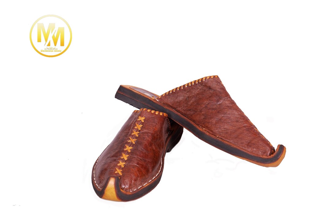 Babouches Marocaines En Cuir Pour Homme - Fait Main - Cuir De Mouton - Confortables Et Style