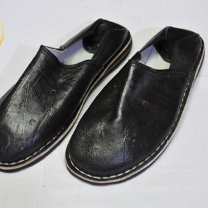Moroccan Black Babouche Men's Slippers Handmade Shoes - Etsy