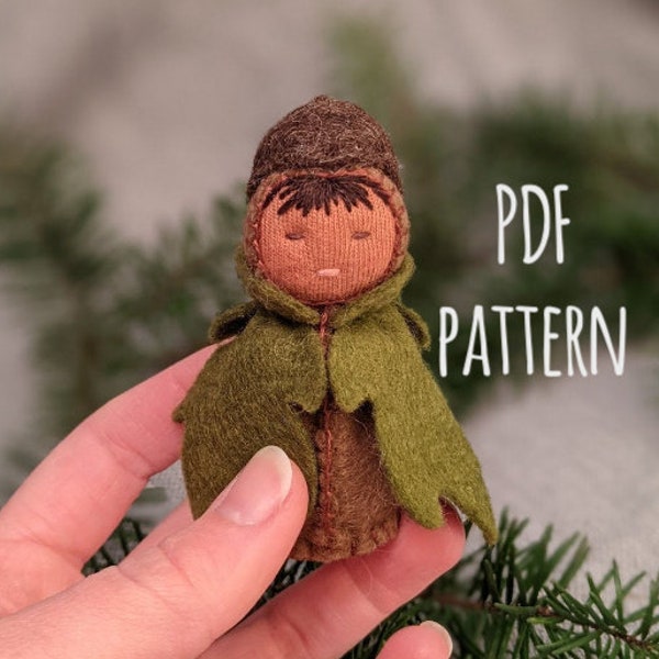 Acorn Doll PDF+SVG Pattern - DIY felt dollmaking project - perfect stocking stuffer!