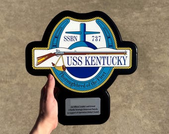 Placa del USS Kentucky (SSBN-737) - Submarino de misiles balísticos - Regalo de jubilación militar - Reconocimiento a marineros
