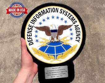 Placa de premio militar con emblema personalizado - Regalo de PCS - Jubilación - Ejército - USAF - Guardia Costera - Infantería de Marina - Marina