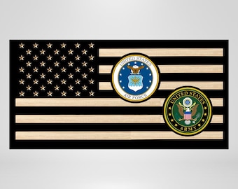 Placa Militar Doble Insignia - Ejército - Fuerza Aérea - Infantería de Marina - Guardia Costera - Marina - Regalos de Jubilación - Regalos de PCS - Agradecimiento Militar