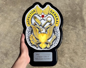 Placa del Inspector General de la Fuerza Aérea de EE. UU. - Regalo por cambio de destino - Premio militar