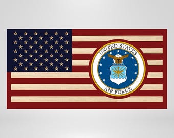 Placa militar de la Fuerza Aérea de EE. UU. - Bandera estadounidense - Regalos de la USAF - Regalo de jubilación - Regalo de PCS - Decoración militar - Regalos militares