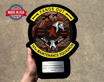 Placa de escuadrón personalizada de la Fuerza Aérea de EE. UU. - Regalo de PCS - Placa de premio militar - Regalo de jubilación - Reconocimiento de escuadrón - Placas de premio