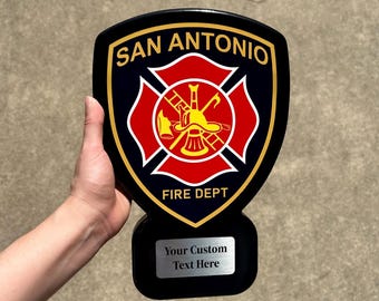 Placa de reconocimiento del Departamento de Bomberos de San Antonio - Regalo de graduación de bombero - Regalo de jubilación - Regalo personalizado para bombero - Regalos para bomberos