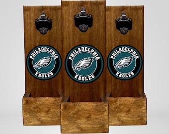 Abridor de botellas de cerveza de los Philadelphia Eagles - Artículo de bar de la NFL y regalo para fanáticos del fútbol americano