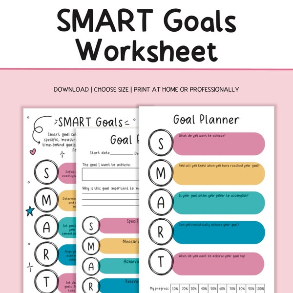 Smart goals template goal setting poster printable smart goal tracker social psychology smart goal worksheet
