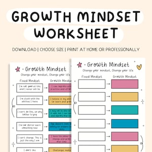 Growth mindset exercise therapy worksheet positive mindset therapy copying skills worksheets poster emotional regulations sheet