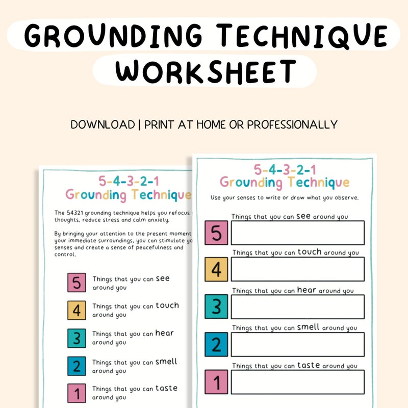 Grounding Worksheet Etsy