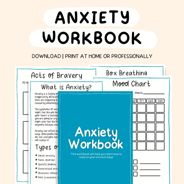 Angst Arbeitsbuch für Jugendliche Angst Relief Workbook Angst Hilfe Therapie Erwachsene Anxiety Tracker Workbook Journal Psychische Gesundheit Printable