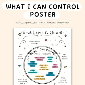 Things I can control poster calm down corner what I can and can’t control poster therapy office decor school counselor mental health poster