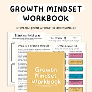Growth mindset workbook for self esteem worksheets teen confidence builder therapy tools self love journey worksheets