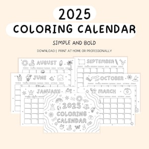 2025 Coloring Calendar Kids Calendar 2025 Monthly Planner Printable Calendar Color My Own Calendar 2025 Calendar