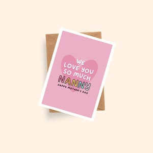 Je t'aime carte nounou | carte pour la fête des mères | Carte A6 | coeur d'amour | Grand-mère, grand-mère