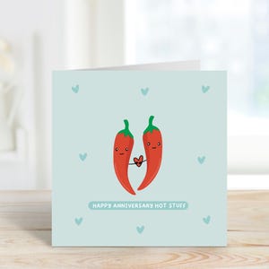 Gelukkige verjaardag Hot Stuff-kaart | Valentijnsdagkaart | Vierkante kaart | Jubileumkaart | Liefdeshartkaart | Vriendin, vriend