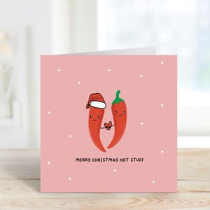 Cartão de Feliz Natal Hot Stuff | Cartão de Trocadilho de Natal | Cartão Quadrado | Cartão de Natal | Cartão para Parceiro | Cartão de Namorado | Cartão de Namorada