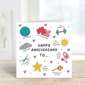 Romantische jubileumkaart | Gelukkige verjaardagskaart | Vierkante kaart | Jubileumkaart | Liefdeskaart | Vriendin, vriend, echtgenoot, vrouw