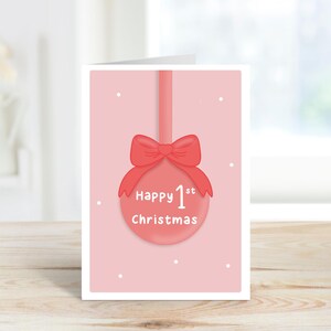 Bonne première carte de Noël | Carte de Noël pour nouveau-né | Carte A6 | Carte de Noël fille | pour bébé fille | 1ère carte de Noël | Carte bébé