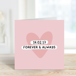 Tarjeta de aniversario personalizada / Siempre y para siempre / Tarjeta romántica / Tarjeta cuadrada / Tarjeta de aniversario / Tarjeta de corazón de amor / Novia, novio