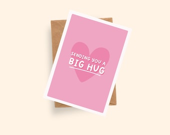 Sending You A Big Hug Card | Thinking of You Card | A6 Card | Card for friend | Sympathy Card | Motivation Card | Big Hug Card