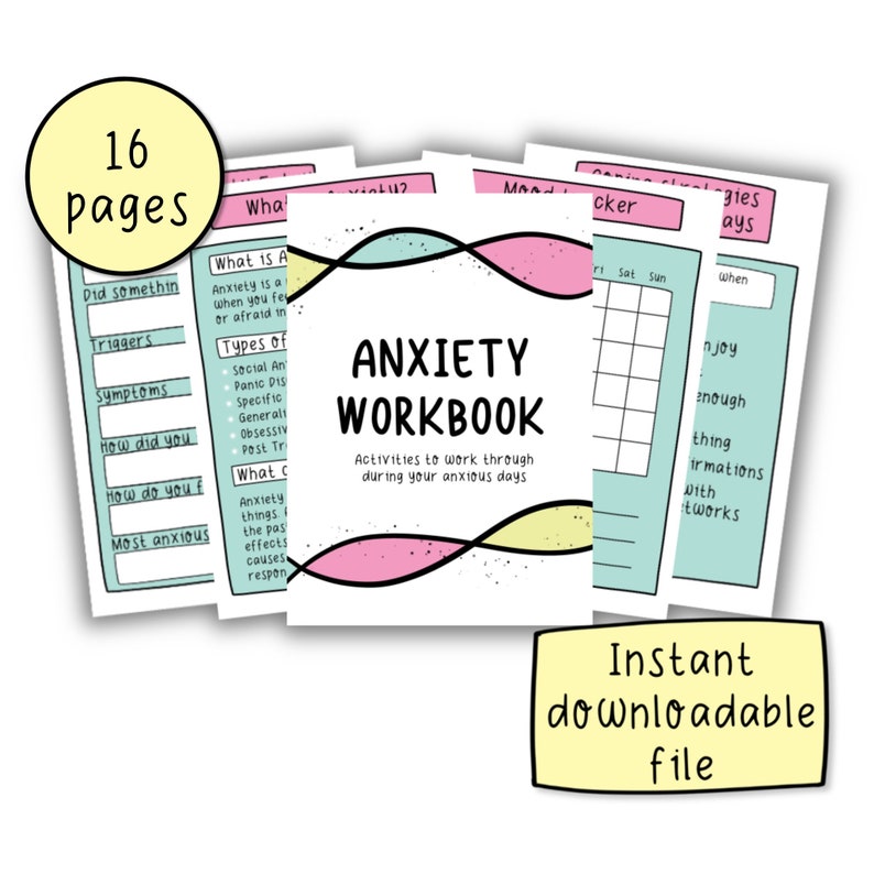 anxiety workbook anxiety relief worksheets pdf etsy