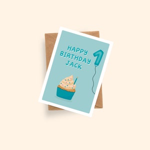 Personalisierte erste Geburtstagskarte | Alles Gute zum Geburtstag Karte | A6 Karte | Baby Glückwunschkarte zum 1 Geburtstagskarte für Neffe | Sohn