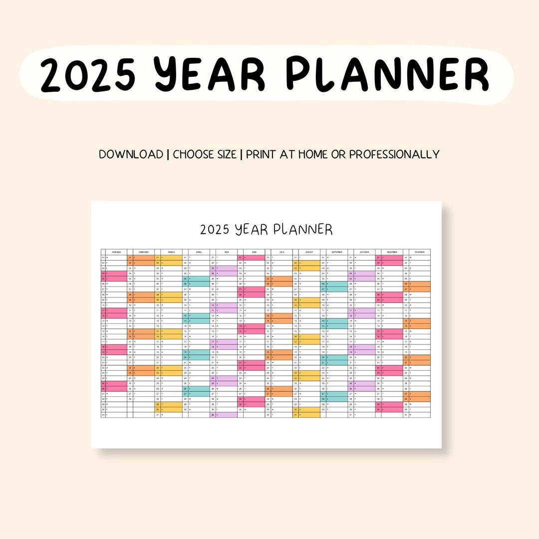 2025 Year Calendar Printable Wall Calendar 2025 Year at a Glance