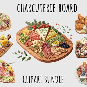 Aquarell Wurst Bord Clipart, Snacks PNG Bundle, Essen, Käse png, Grill, Wurst, Oliven, Trauben druckbare sofortigen digitalen download