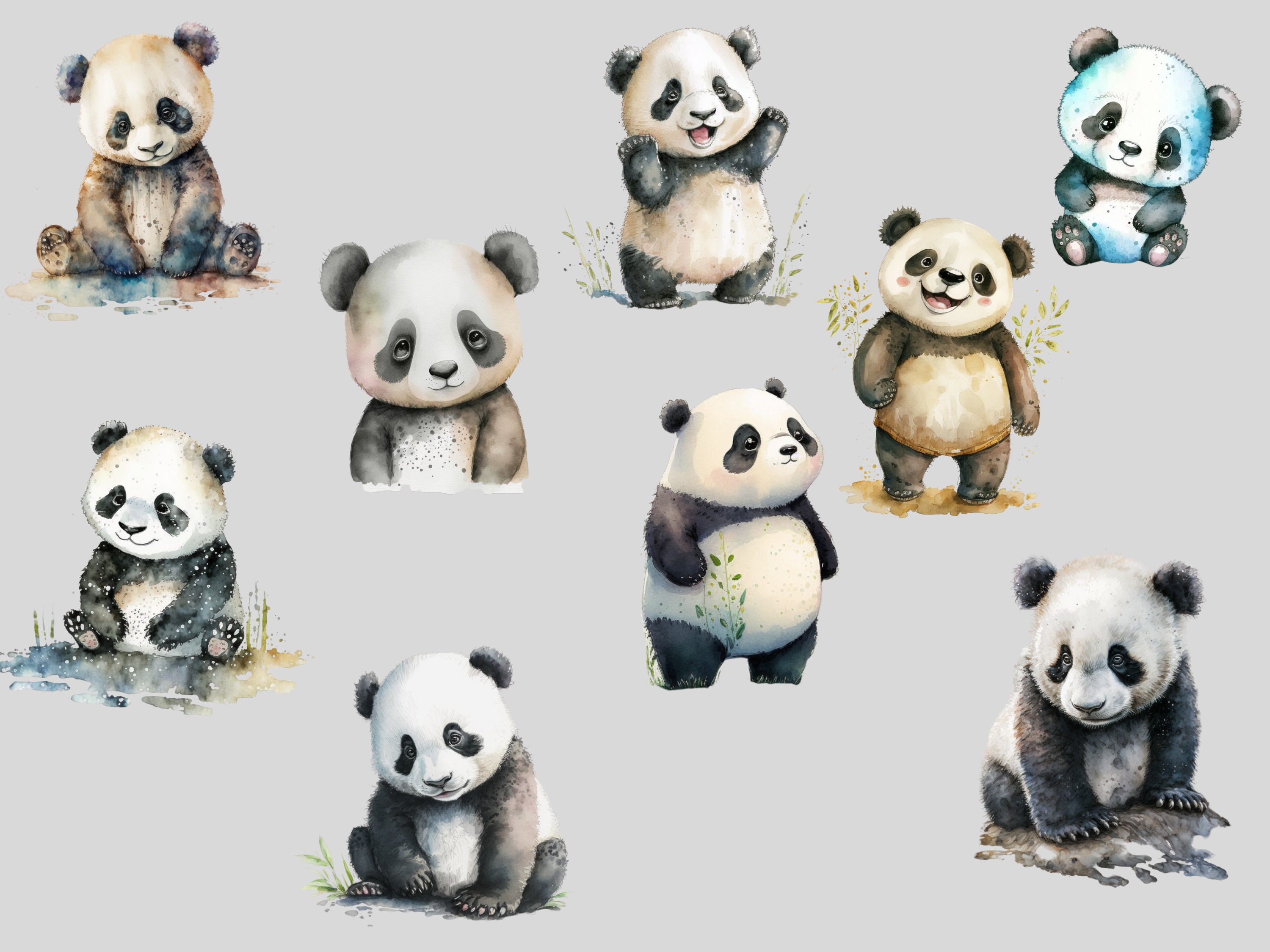 Cute Baby Panda Clipart Bundle, Cute Jungle Small Animal Png Images ...