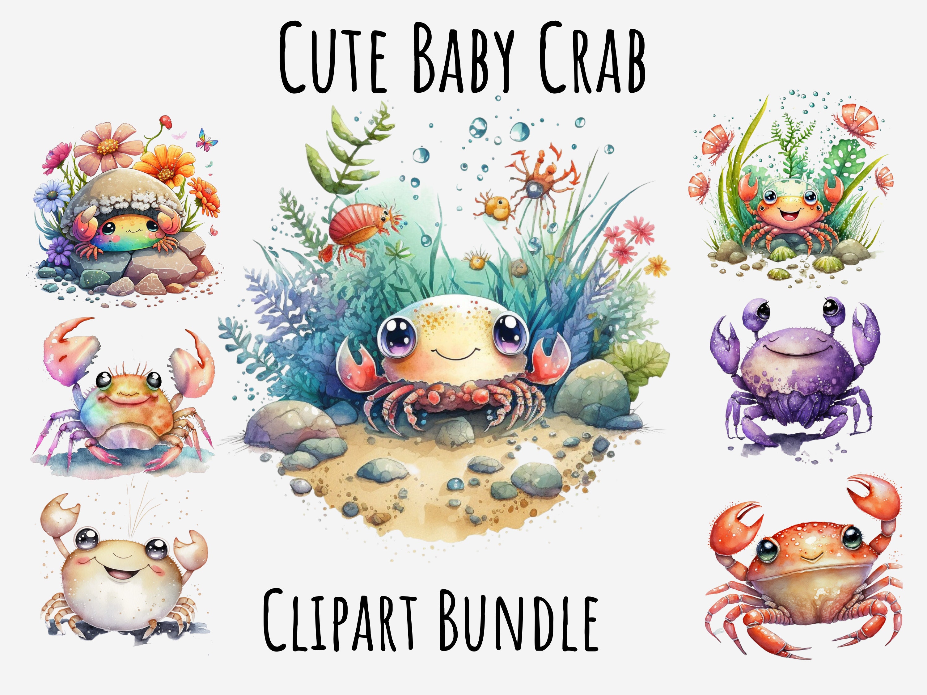 Cute Baby Crab Clipart, Crab PNG Bundle, Cute Sea Animals, Baby Marine  Animal Instant Digital Download, Printable Cute Crab Png Bundle - Etsy