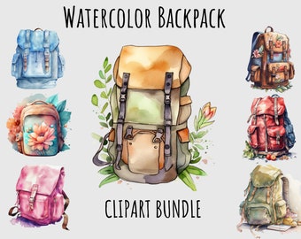 Watercolor Outdoor Backpack clipart bundle PNG Clipart bundle Backpack png for stickers, Sublimation, Sticker making, Printable download