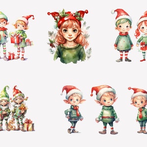 Watercolor Christmas Elfs Clipart, Santas Helpers Transparent Png ...