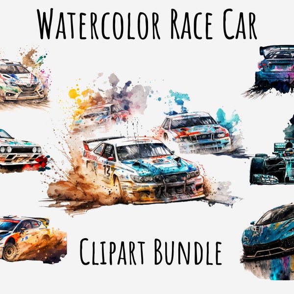 Watercolor Race Car Clipart, Race car png, Rally Cars, Car Lover, Sprint car, Formula F1, Driver, Dirt, Printable Instant Digital Download