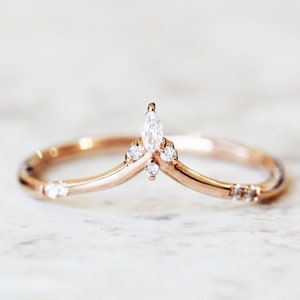 Wedding band Diamond matching band Marquise Diamond matching band stacking ring stackable ring Unique wedding band bridal ring bridal band